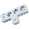 Monte Lua Switched Grounded Socket Adapter, 3 Outlets, 3x USB 2.4A, 1x Type-C 20 Watt, Current Protected Socket, 10 A, 2500 W, Wall Plug, USB Plug, USB-C Ports, Fast Charging.